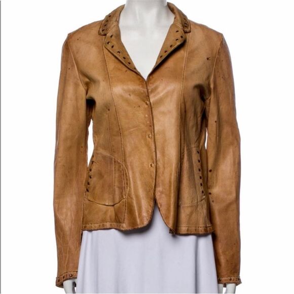 BLUR Italian Leather Distressed Blazer Jacket IT 44 / US 4 - Picture 1 of 16